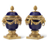 A PAIR OF FRENCH ORMOLU-MOUNTED SEVRES COBALT BLUE-GROUND PORCELAIN POTPOURRI VASES AND COVERS (`VASES DULAC`) - photo 1