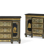 Behältnismöbel. A PAIR OF LATE LOUIS XVI ORMOLU-MOUNTED EBONY, EBONIZED AND BOULLE MARQUETRY MEUBLES D&#39;APPUI