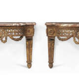 A PAIR OF LOUIS XVI GILTWOOD HANGING CONSOLES - photo 1