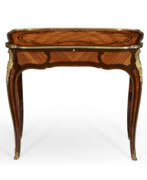 Tables. A LOUIS XV ORMOLU-MOUNTED TULIPWOOD, BOIS SATINE AND AMARANTH MARQUETRY TABLE A ECRIRE