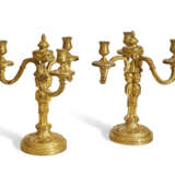 A PAIR OF LATE LOUIS XV ORMOLU THREE-BRANCH CANDELABRA - photo 1