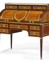 A LATE LOUIS XVI ORMOLU-MOUNTED MAHOGANY AND BOIS CITRONNIER BUREAU A CYLINDRE