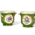 A SMALL PAIR OF SEVRES PORCELAIN GREEN-GROUND BOTTLE COOLERS (SEAUX A TOPETTE) - Auction archive