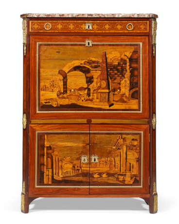 A LOUIS XVI ORMOLU-MOUNTED TULIPWOOD, AMARANTH AND MARQUETRY SECRETAIRE A ABATTANT - Foto 1