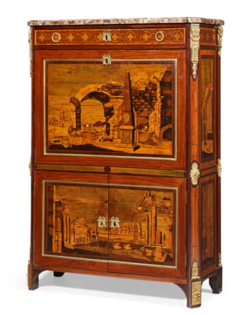 A LOUIS XVI ORMOLU-MOUNTED TULIPWOOD, AMARANTH AND MARQUETRY SECRETAIRE A ABATTANT - Foto 2