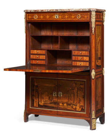 A LOUIS XVI ORMOLU-MOUNTED TULIPWOOD, AMARANTH AND MARQUETRY SECRETAIRE A ABATTANT - Foto 4
