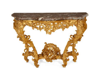 AN EARLY LOUIS XV GILTWOOD CONSOLE TABLE