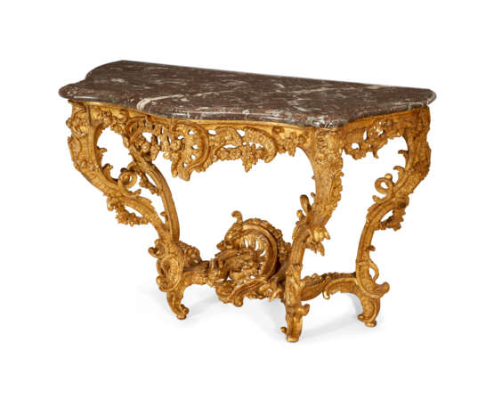 AN EARLY LOUIS XV GILTWOOD CONSOLE TABLE - photo 2