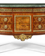 Dressers & Chests of drawers. A LOUIS XVI ORMOLU-MOUNTED AMARANTH, TULIPWOOD, MARQUETRY AND PARQUETRY DEMILUNE COMMODE