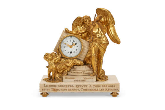 A LOUIS XVI ORMOLU AND WHITE MARBLE MANTEL CLOCK - photo 1