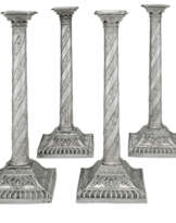 A SET OF FOUR GEORGE III SILVER CANDLESTICKS