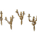 AN ASSEMBLED SET OF FOUR FRENCH ORMOLU TWO-BRANCH WALL LIGHTS - фото 2