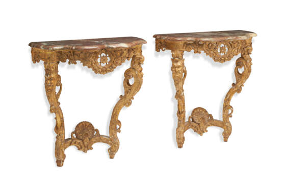 A PAIR OF FRENCH GILTWOOD CONSOLE TABLES - фото 2