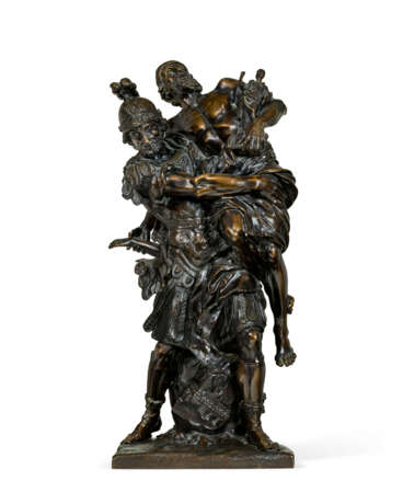 A BRONZE GROUP OF &#198;NEAS CARRYING HIS FATHER ANCHISES FOLLOWED BY ASCANIUS - photo 1