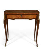 Marquetry. A LOUIS XV ORMOLU-MOUNTED TULIPWOOD, AMARANTH AND MARQUETRY TABLE A ECRIRE