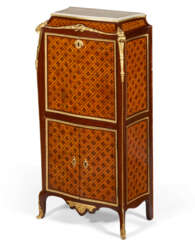 A LATE LOUIS XV ORMOLU-MOUNTED AMARANTH, TULIPWOOD, FRUITWOOD AND PARQUETRY SECRETAIRE A ABATTANT