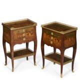 A MATCHED PAIR OF FRENCH ORMOLU-MOUNTED KINGWOOD, SYCAMORE AND MARQUETRY TABLES EN CHIFFONNIER - photo 2