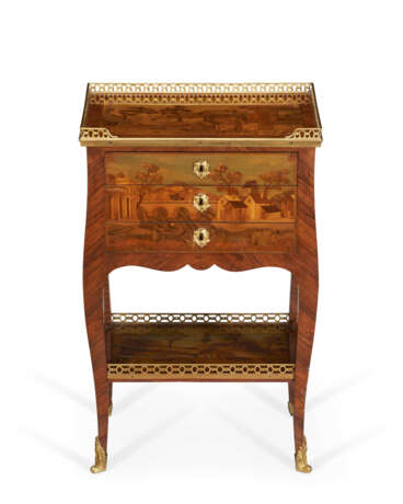 A MATCHED PAIR OF FRENCH ORMOLU-MOUNTED KINGWOOD, SYCAMORE AND MARQUETRY TABLES EN CHIFFONNIER - photo 3