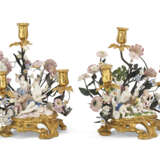 A PAIR OF LOUIS XV ORMOLU AND TOLE-MOUNTED FRENCH AND MEISSEN PORCELAIN THREE-BRANCH CANDELABRA - фото 3