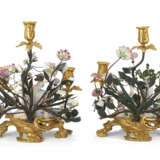 A PAIR OF LOUIS XV ORMOLU AND TOLE-MOUNTED FRENCH AND MEISSEN PORCELAIN THREE-BRANCH CANDELABRA - фото 5