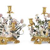 A PAIR OF LOUIS XV ORMOLU AND TOLE-MOUNTED FRENCH AND MEISSEN PORCELAIN THREE-BRANCH CANDELABRA - фото 7