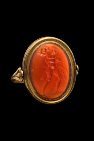 A EUROPEAN CARNELIAN RINGSTONE WITH A SATYR - photo 1