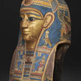 AN EGYPTIAN GILT CARTONNAGE MUMMY MASK - photo 4
