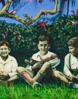 Sebastian Meschenmoser. Drei Jungen mit Affenbaby