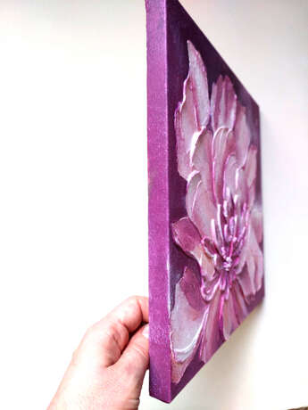 Bright peony Leinwand auf dem Hilfsrahmen Malerei mit Acrylfarben объемная живопись цветок Kasachstan 2023 - Foto 2