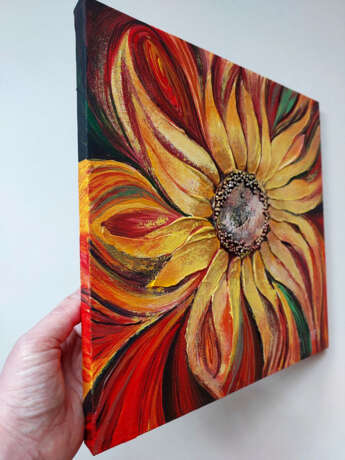 Sunflower Leinwand auf dem Hilfsrahmen Malerei mit Acrylfarben объемная живопись цветок Kasachstan 2024 - Foto 2