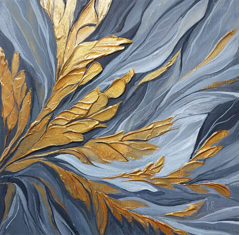 Leaves Leinwand auf dem Hilfsrahmen Malerei mit Acrylfarben объемная живопись листья Kasachstan 2024 - Foto 1