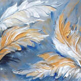 Feathers Toile sur le sous-châssis Peinture à l'acrylique объемная живопись перья Kazakhstan 2024 - photo 1