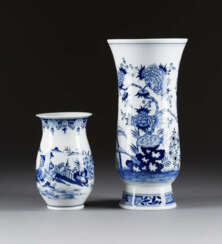 TWO MEISSEN VASES WITH BLUE PAINTING