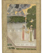 India. NUR JAHAN ON A TERRACE WITH ATTENDANT