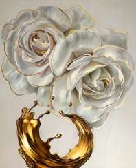 Белые розы с кольцом картина маслом