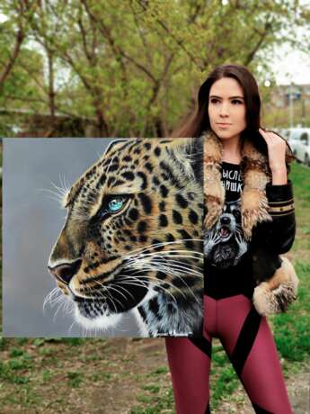 Леопард - взгляд голубых глаз Евгения Дувакина Canvas on the subframe Acrylic and oil Realism Animalistic Russia 2023 - photo 3