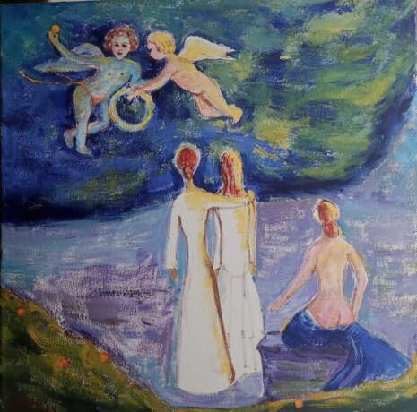 Girls. Three Graces. Huile sur toile Impressionnisme nature Ukraine 2024 - photo 1