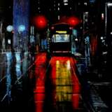 Night in the city 01 oil on cardboard Amerikanischer Realismus Industrielandschaft Ukraine 2024 - Foto 1