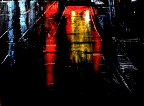 Night in the city 01 oil on cardboard Amerikanischer Realismus Industrielandschaft Ukraine 2024 - Foto 2