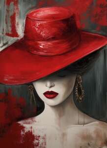 Девушка в красной Шляпе картина маслом