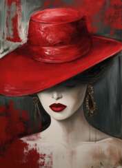 Девушка в красной Шляпе картина маслом