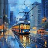 Трамвайные Впечатления картина маслом Евгения Дувакина Canvas on the subframe Acrylic and oil Realism Cityscape Russia 2023 - photo 1