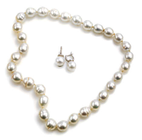 Südsee-Perlenkette und Paar Ohrringe - Foto 1