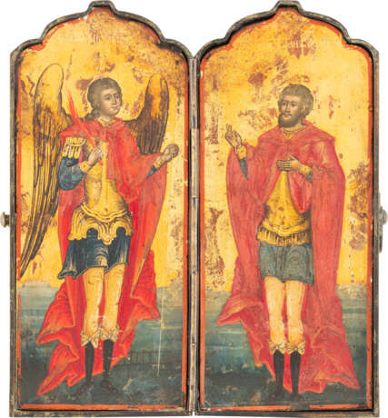 FEINES DIPTYCHON MIT DEM ERZENGEL MICHAEL UND JOHANNES DEM KRIEGER - photo 1