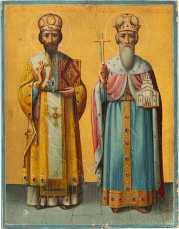 KLEINE IKONE MIT DEN HEILIGEN JOHANNES CHRYSOSTOMUS UND STEFAN UROS III. DECANSKI - photo 1