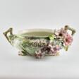 Liberty style faience pot with sprouting flowers. - One click purchase
