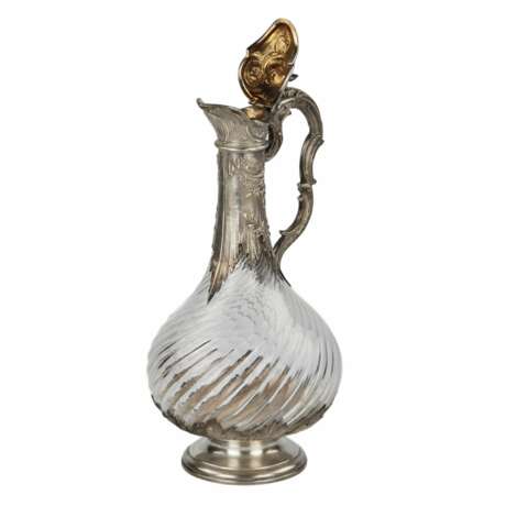 Французский винный кувшин рифленого стекла в серебре в стиле Луи XV конца 19 века. Silver Glass 30 г. - фото 4