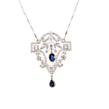 Sapphire-Diamond-Pendant-Necklace - photo 1