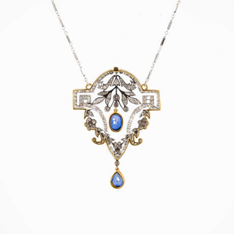 Sapphire-Diamond-Pendant-Necklace - фото 2