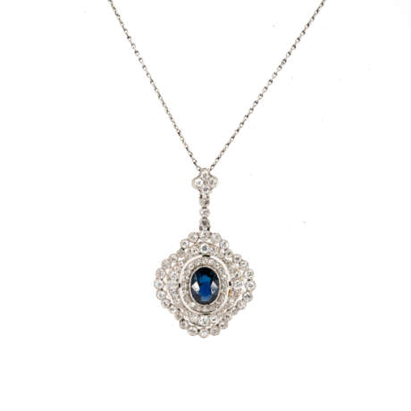 Delicate Sapphire-Diamond-Pendant-Necklace - фото 1